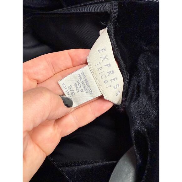 Vintage 90s Express Maxi Dress Women's 5/6 Black Velvet Long Sleeve Whimsygoth - Picture 4 of 8